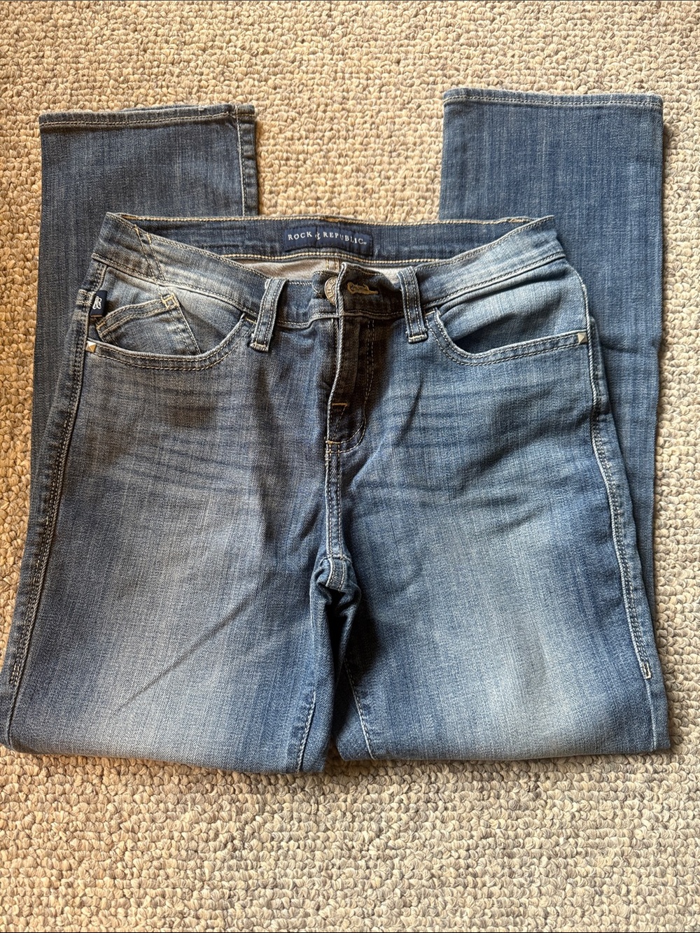Rock & Republic Women's Medium Blue Straight-Leg Jeans